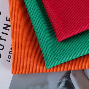 Polyester spandex 2×2 rib knit fabric