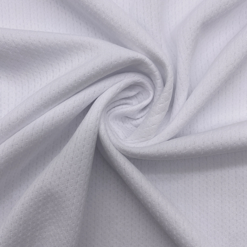 100% Polyester RPET recycled moisture wicking jacquard mesh fabric for sports shirts 1 100% Polyester RPET recycled moisture wicking jacquard mesh fabric for sports shirts