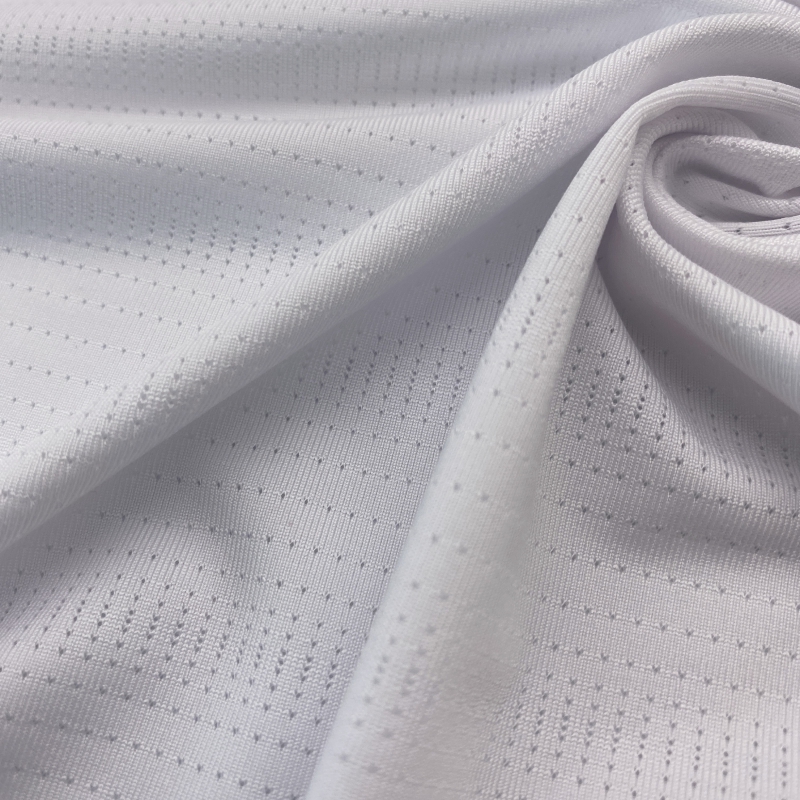 Polyester spandex jacquard knitted dry fit mesh fabric for t-shirts 3 Polyester spandex jacquard knitted dry fit mesh fabric for t-shirts