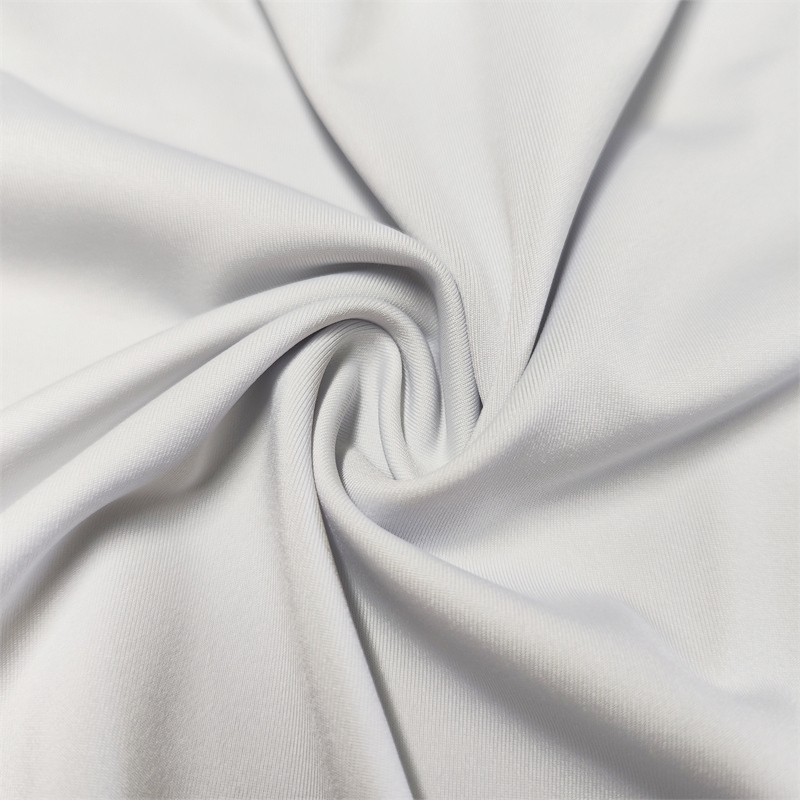 Poly spandex white stretch jersey knit fabric for sportswear 1 Poly spandex white stretch jersey knit fabric for sportswear