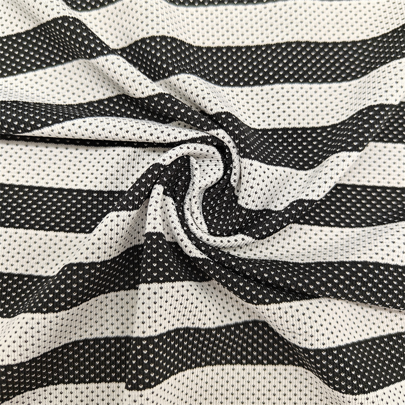 Recycled polyester spandex breathable stripe single jersey fabric 1 Recycled polyester spandex breathable stripe single jersey fabric